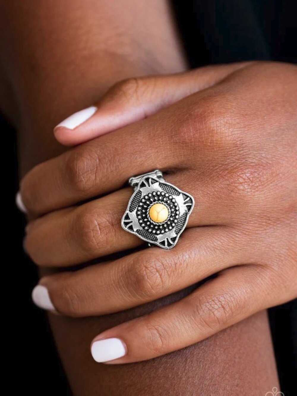 Paparazzi Jewelry Accessories - Four Corners Fashion - Yellow Ring - Vintage